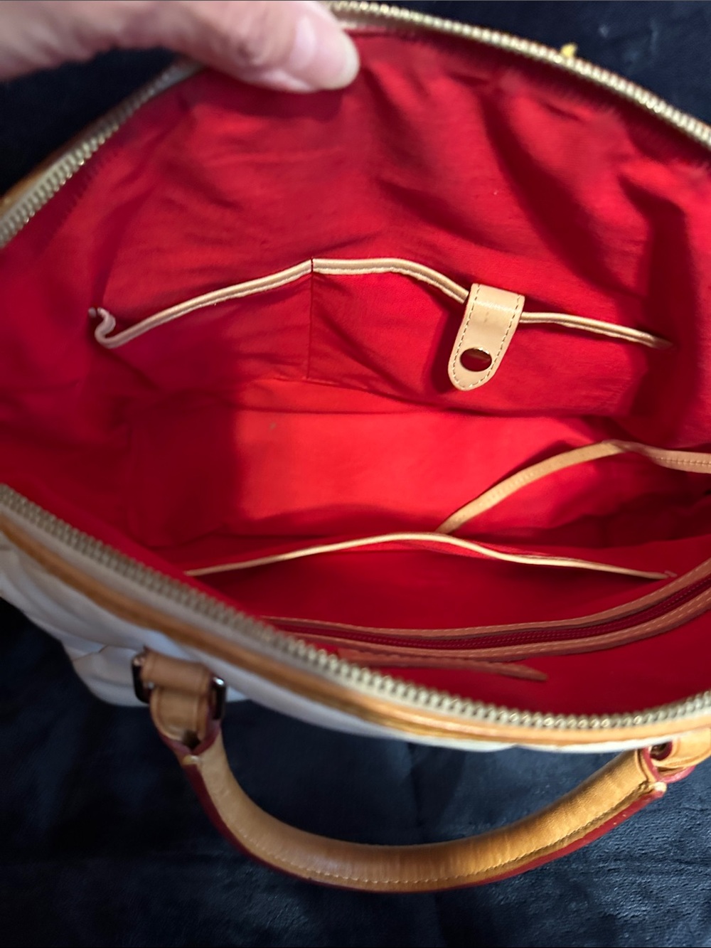 Dooney & Bourke Cream Quilted Leather Tote with Tan Trim - Picture 9 of 11